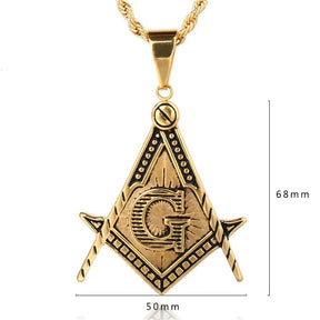 Master Mason Blue Lodge Pendant - Gold and Black Titanium Steel Square & Compass G - Bricks Masons