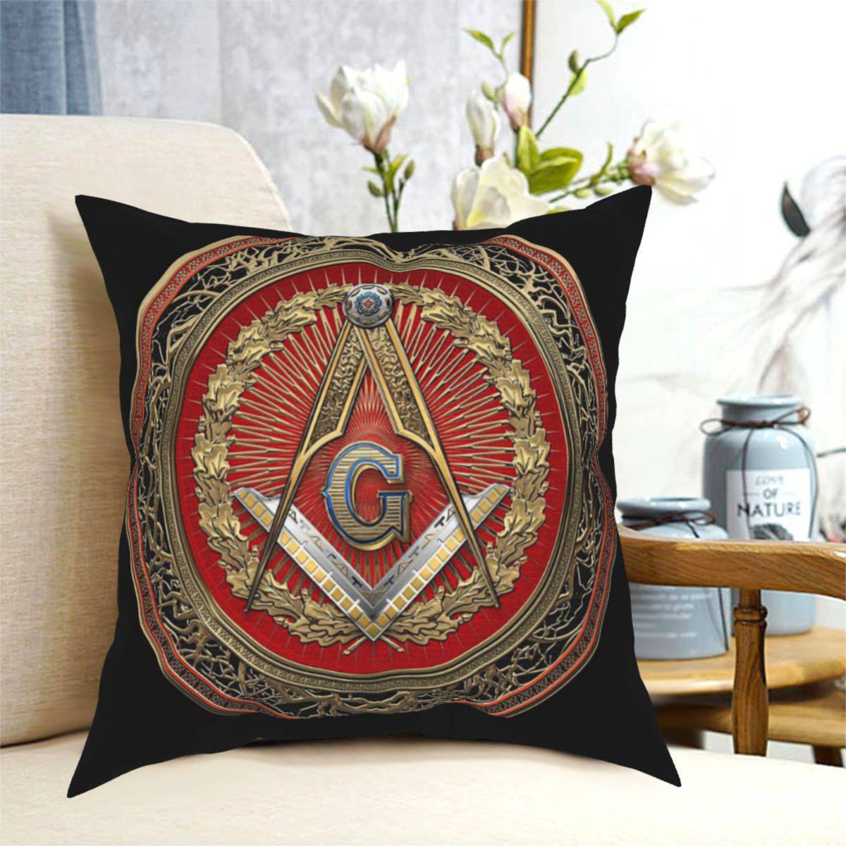 Master Mason Blue Lodge Pillowcase - Compass & Square G Vintage - Bricks Masons