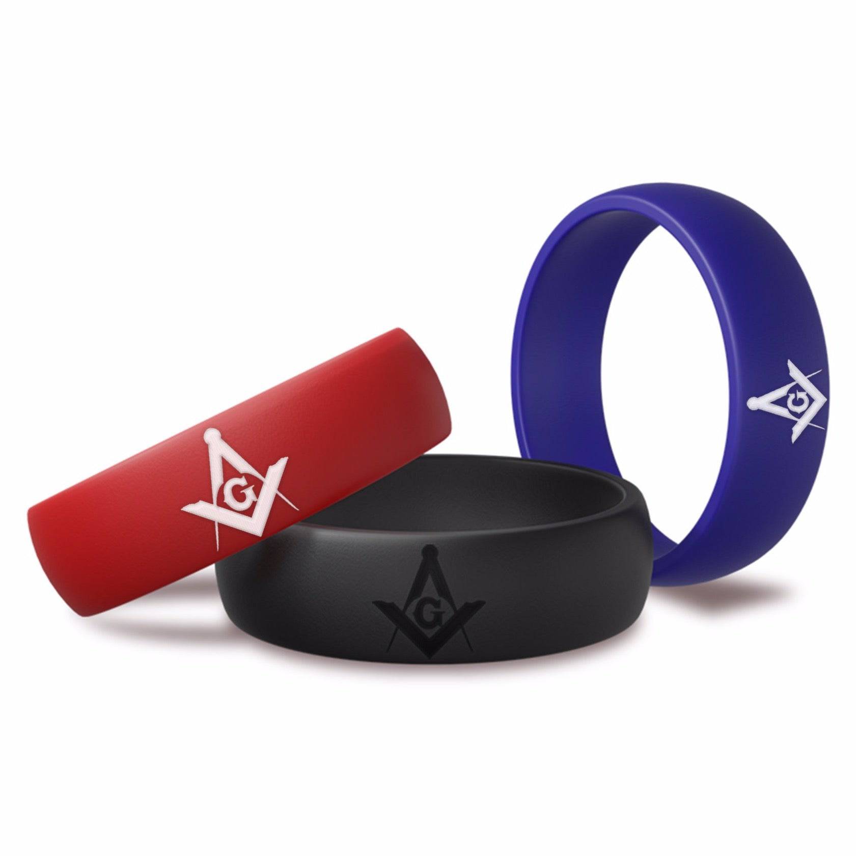 Master Mason Blue Lodge Ring - 2 Silicone Rubber Rings - Bricks Masons