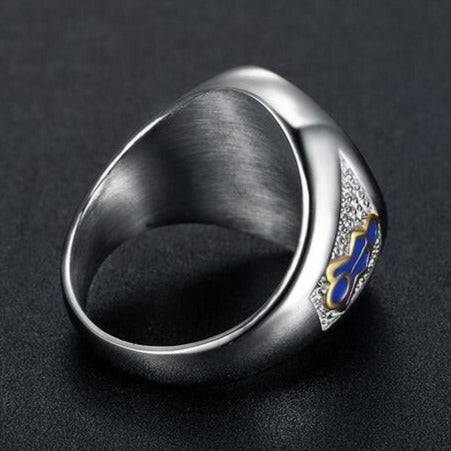 Master Mason Blue Lodge Ring - Compass and Square G Stainless Steel - Bricks Masons