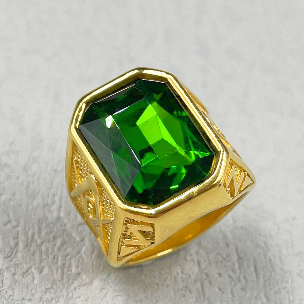 Master Mason Blue Lodge Ring - Large Stone Various Colors - Bricks Masons