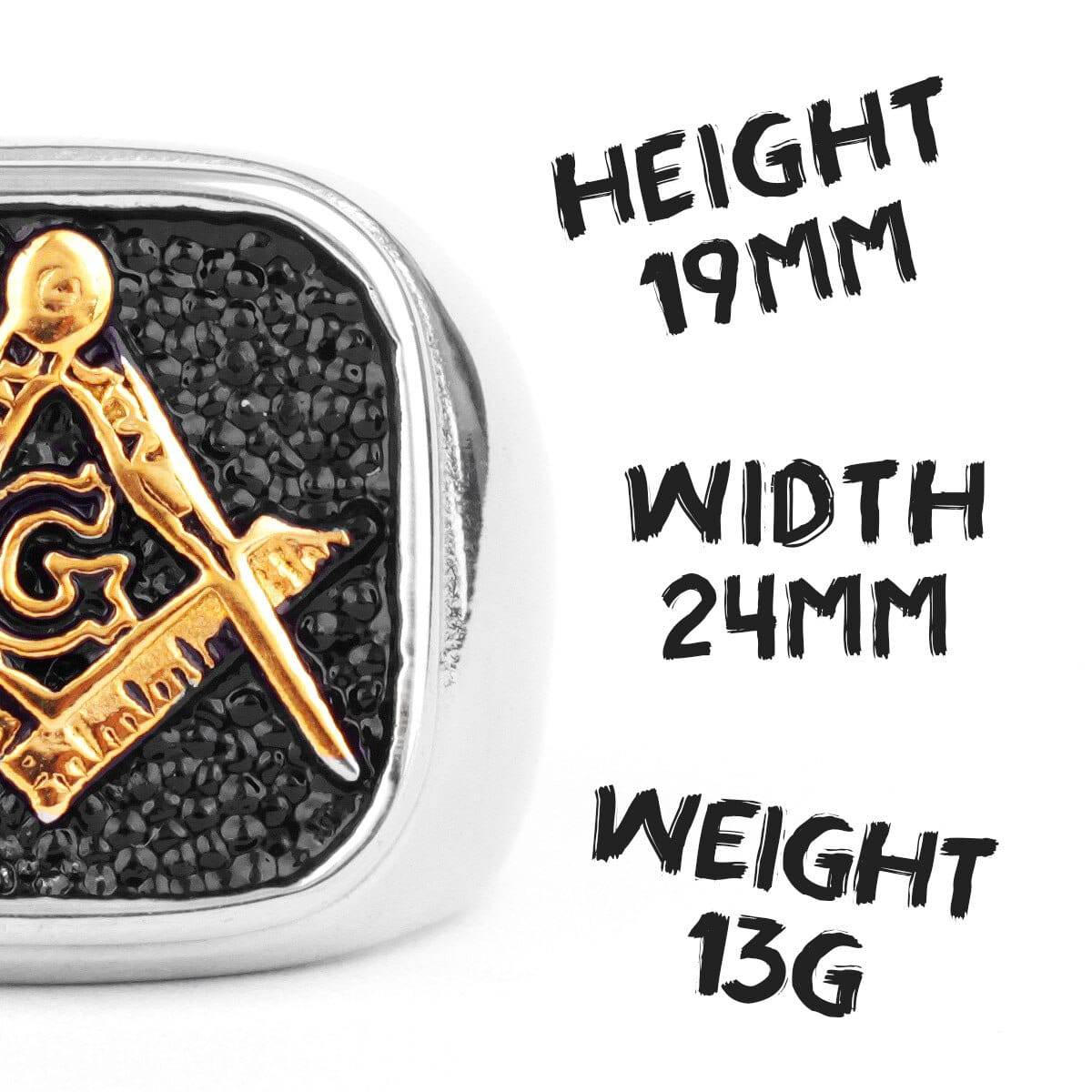 Master Mason Blue Lodge Ring - Square & Compass G High Quality Stainless Steel - Bricks Masons
