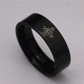 Master Mason Blue Lodge Ring - Square & Compass Straight Edge - Bricks Masons