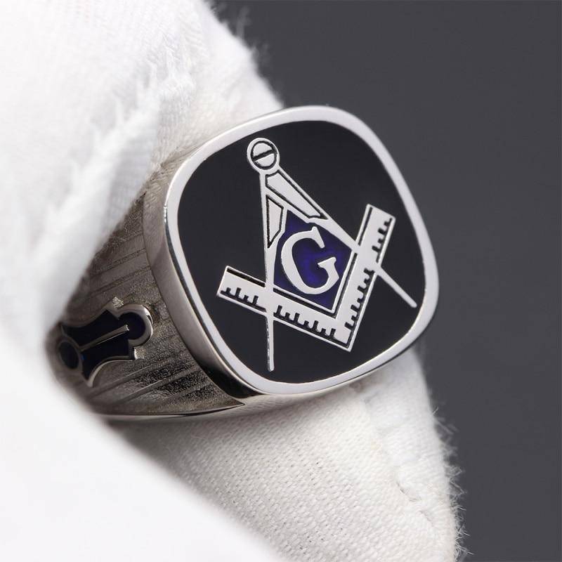 Master Mason Blue Lodge Ring - Sterling Silver - Bricks Masons