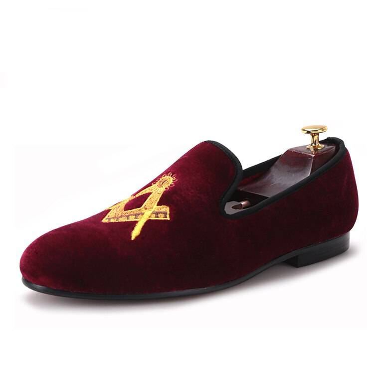 Master Mason Blue Lodge Shoe - Embroidery Square and Compass (Multiple Colors) - Bricks Masons