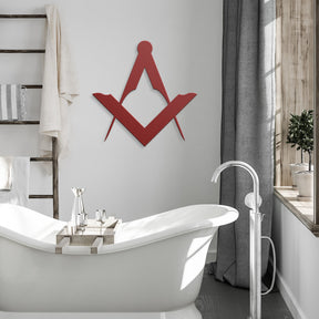 Master Mason Blue Lodge Wall Monogram - Square and Compass Die Cut Metal - Bricks Masons