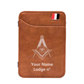Master Mason Blue Lodge Wallet - Black & Brown - Bricks Masons