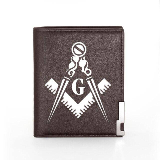 Master Mason Blue Lodge Wallet - Compass & Square G with Credit Card Holder (black, brown) - Bricks Masons