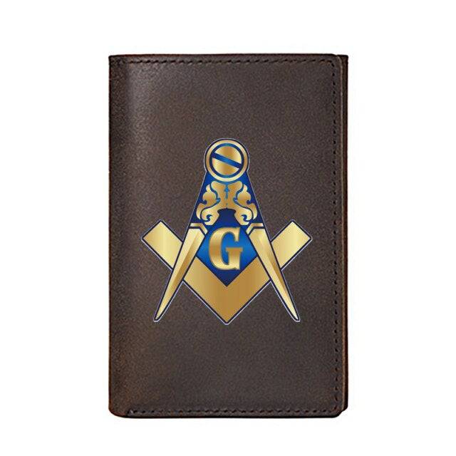 Master Mason Blue Lodge Wallet - Genuine Leather Square and Compass G With Credit Card Holder - Bricks Masons