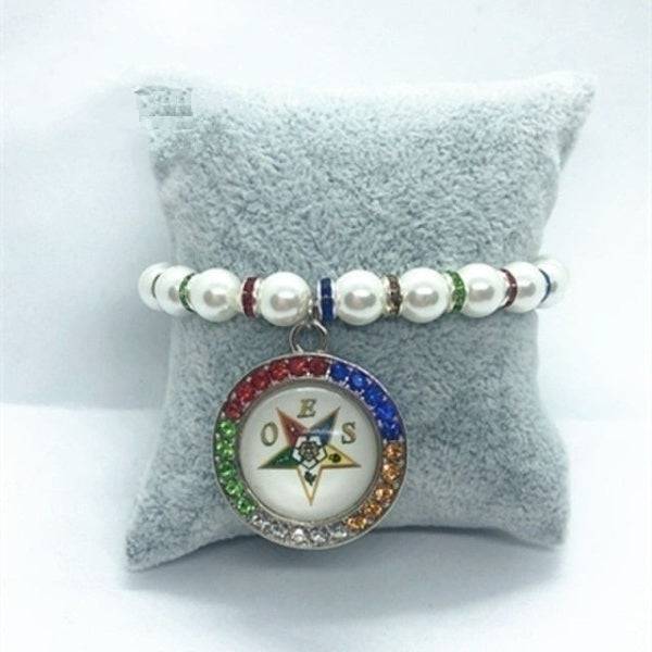 OES Bracelet - Round Stone Beaded - Bricks Masons