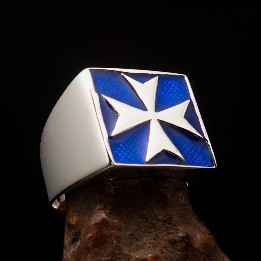 Order of Malta Ring - Blue Cross Sterling Silver - Bricks Masons