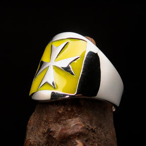 Order of Malta Ring - Yellow Cross Sterling Silver - Bricks Masons