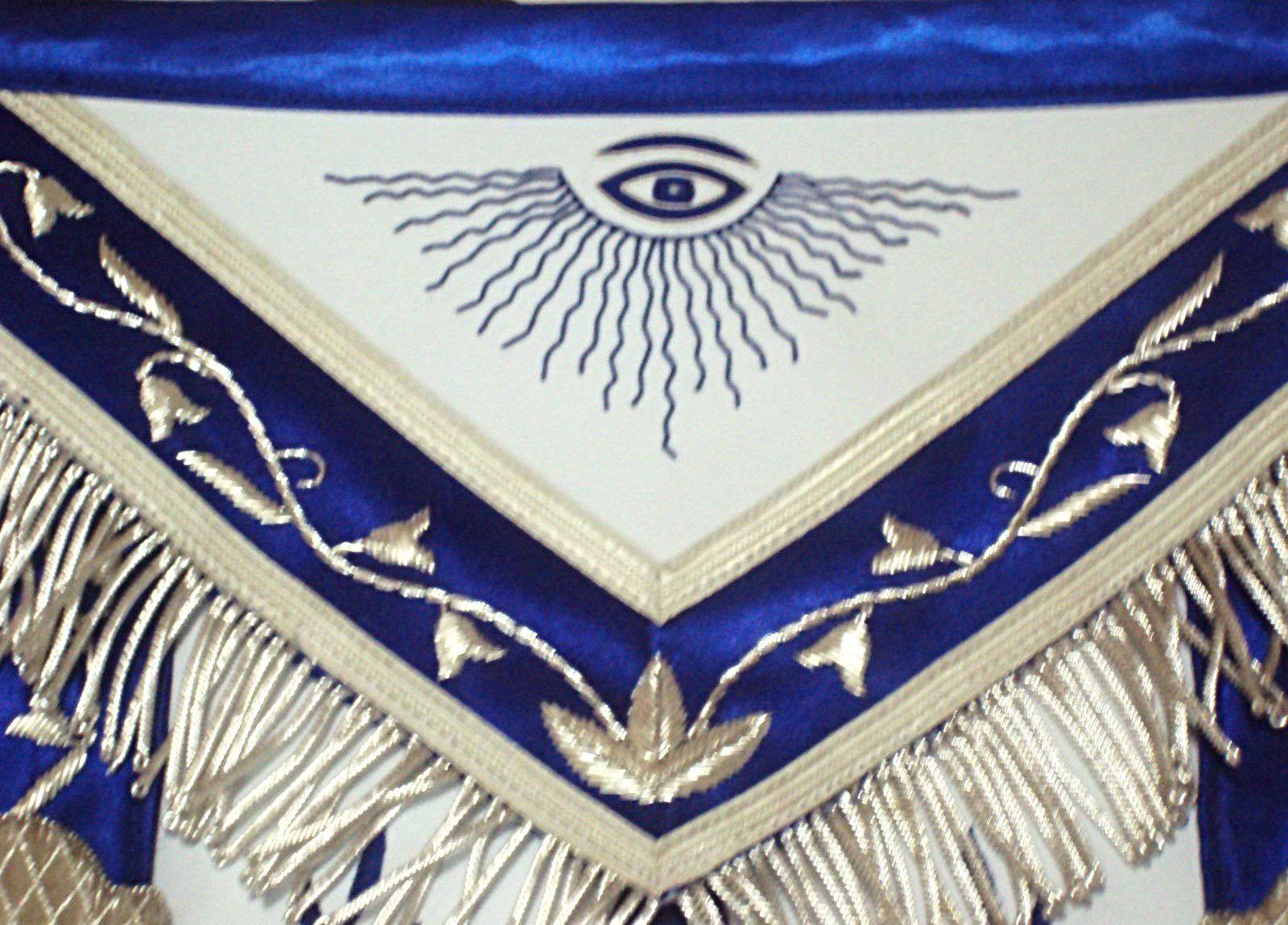 Past Master Blue Lodge Apron - Blue Silk - Bricks Masons
