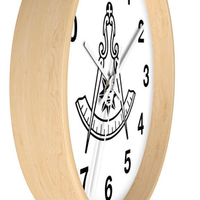 Past Master Blue Lodge Clock - Wooden Frame - Bricks Masons