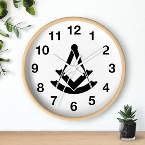 Past Master Blue Lodge Clock - Wooden Frame - Bricks Masons