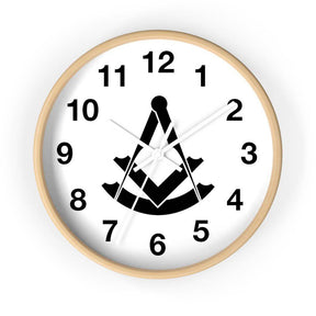 Past Master Blue Lodge Clock - Wooden Frame - Bricks Masons