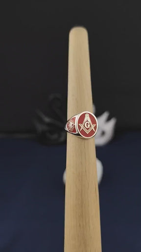 Meister-Freimaurer-Ring der Blauen Loge – Winkelmaß und Zirkel G personalisiert