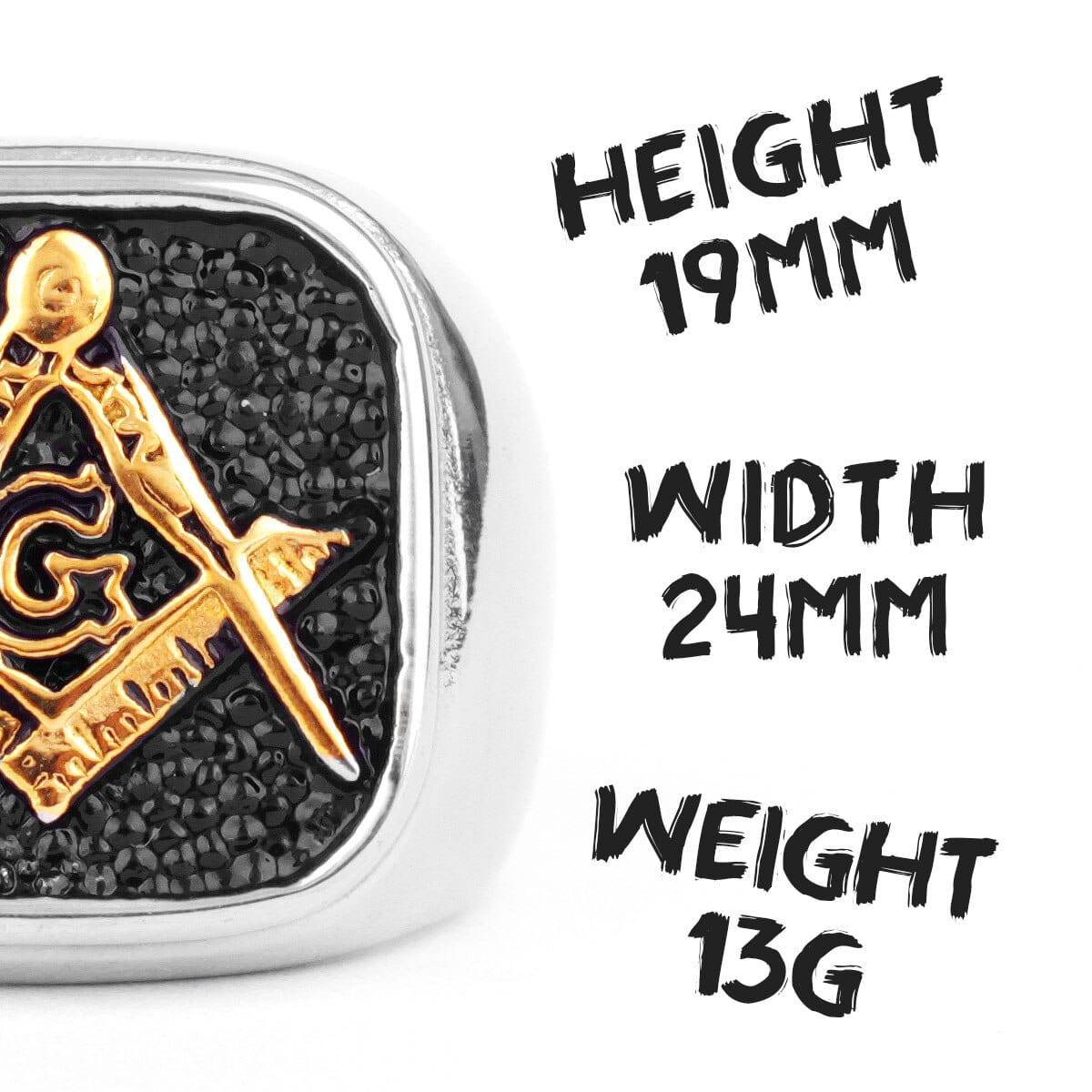 Master Mason Blue Lodge Ring - Square & Compass G High Quality Stainless Steel