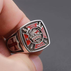 Knights Templar Commandery Ring - In Hoc Signo Vinces Sterling Silver