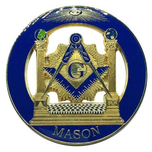 Master Mason Blue Lodge Car Emblem - Compass & Square Temple Medallion