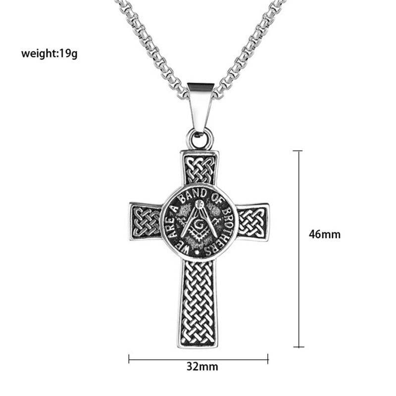 Knights Templar Commandery Necklace - WE ARE A BAND OF BROTHERS Cross Pendant