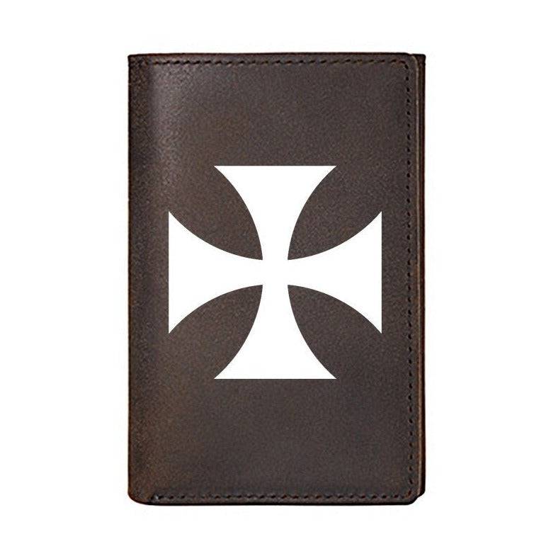 Knights Templar Commandery Wallet - Genuine Leather Cross and Credit Card Holder