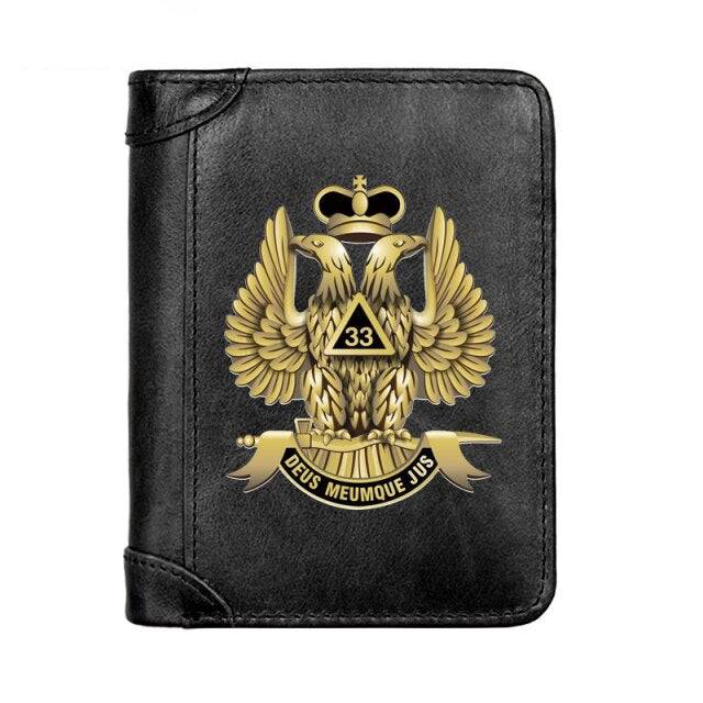 33rd Degree Scottish Rite Wallet - Genuine Leather & Credit Card Holder (Black/Brown/Coffee)