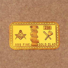 Master Mason Blue Lodge Commemorative Bar - Golden Bar 999 Fine Gold Clad