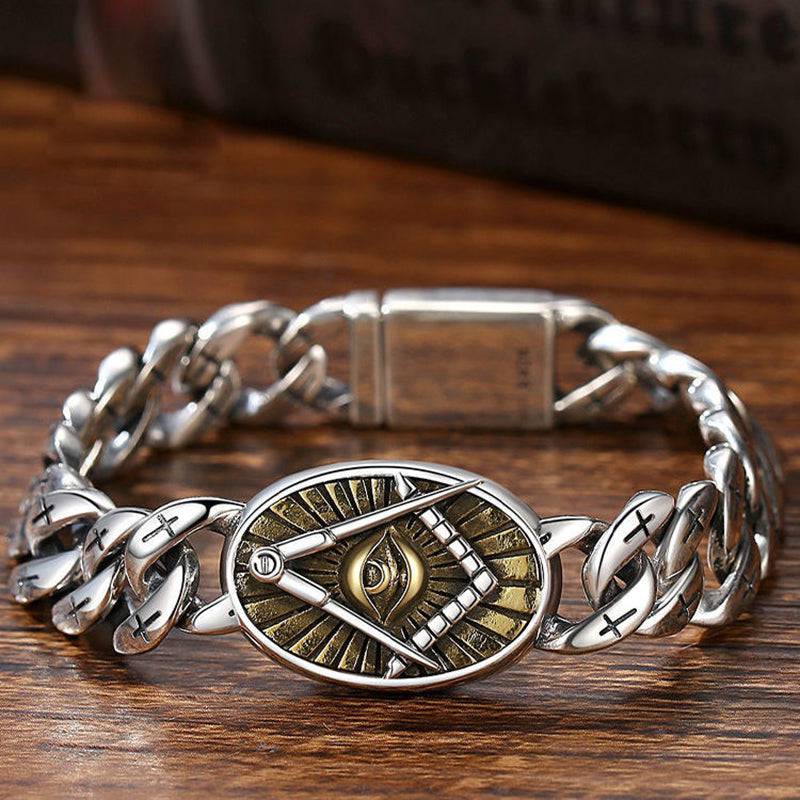 Master Mason Blue Lodge Bracelet - Handmade Silver Plated