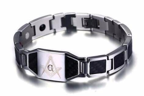 Master Mason Blue Lodge Bracelet - Silver Magnetic Stainless Steel