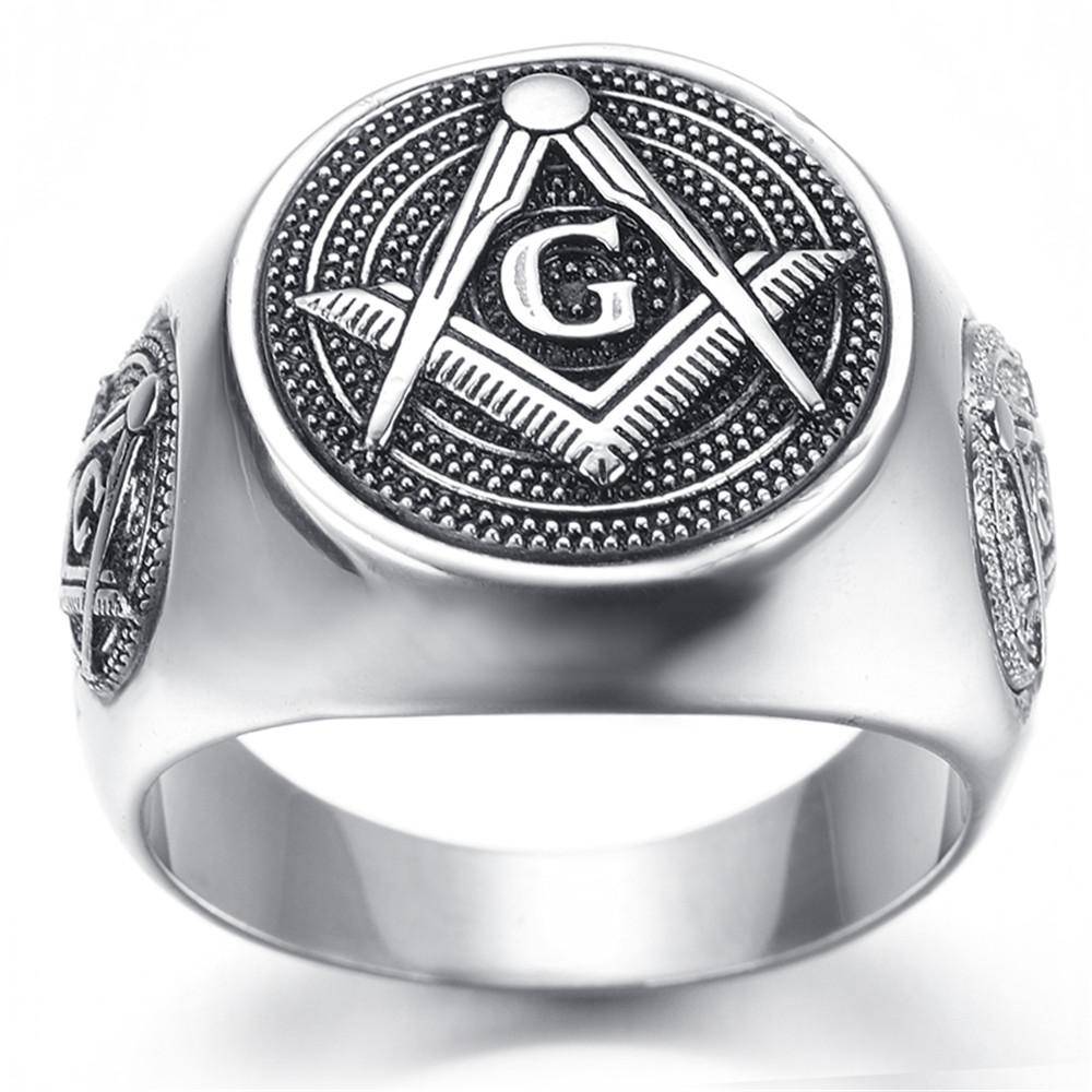 Master Mason Blue Lodge Ring - Round Silver