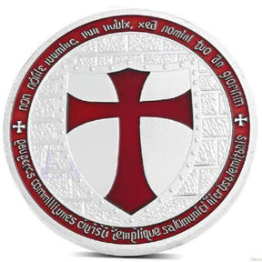 Knights Templar Commandery Coin - Red Silver Plated