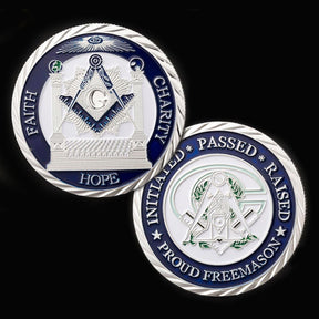 Master Mason Blue Lodge Coin - Faith Hope Charity Making Good Men Better Silver