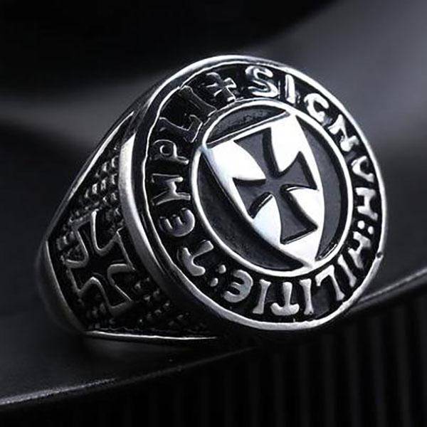 Knights Templar Commandery Ring - Cross Shield Stainless Steel