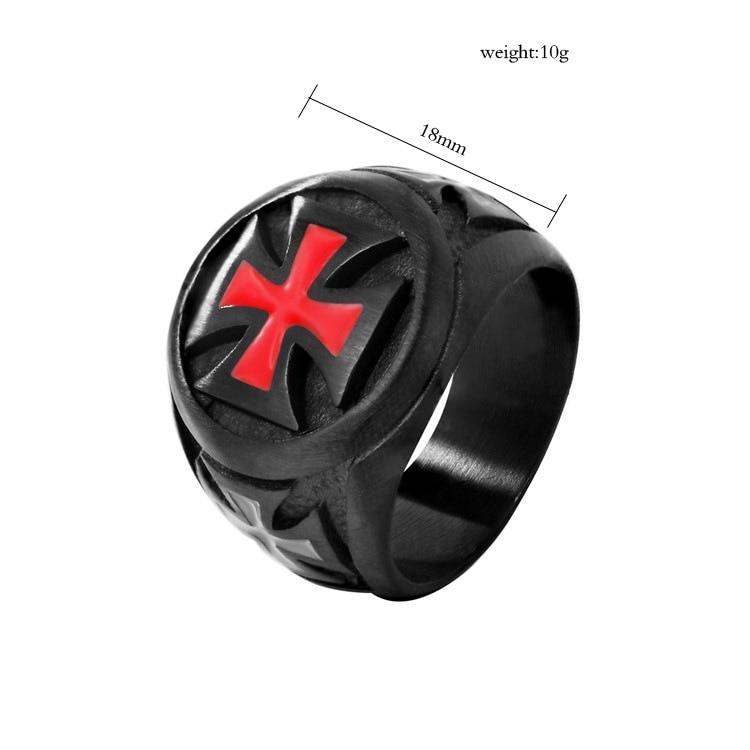 Knights Templar Commandery Ring - Black Tone Red Cross