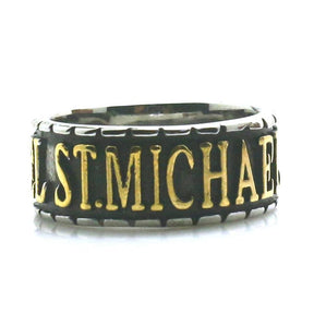 Knights Templar Commandery Ring - St. Michael The Archangel Pray For Us Golden & Silver