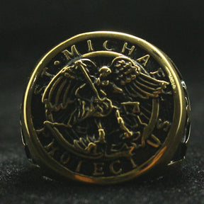 Knights Templar Commandery Ring - Saint Michael Protect Us Golden