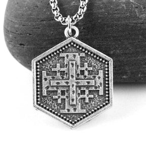 Knights Templar Commandery Necklace - Silver Jerusalem Cross Various Chain Lenghts