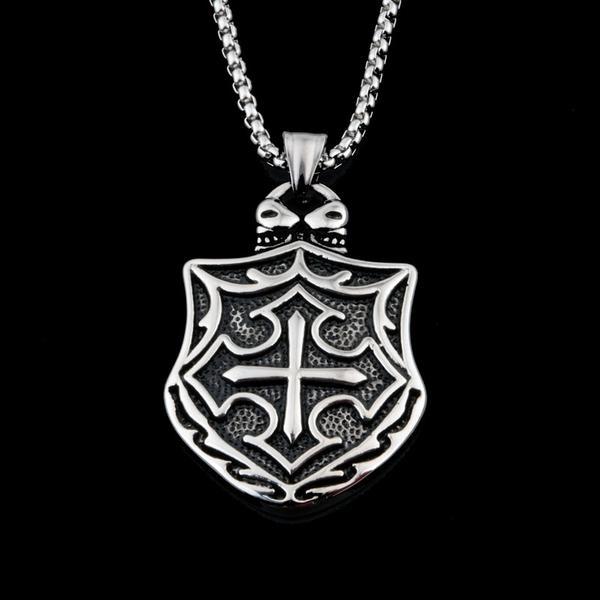 Knights Templar Commandery Necklace - Medieval Cross Shield