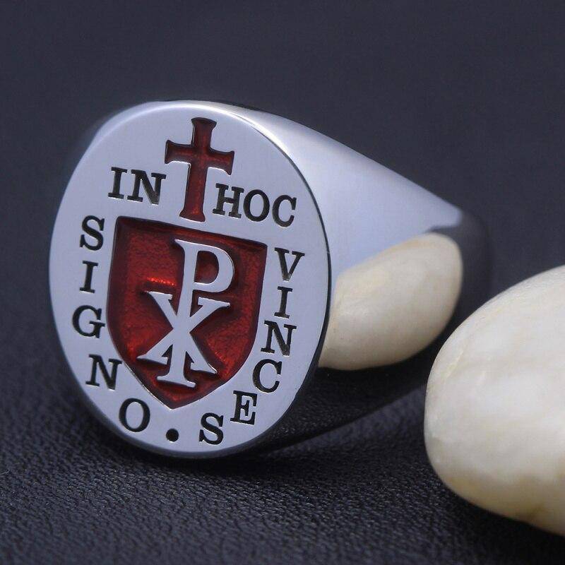 Red Cross of Constantine Ring - 925 Sterling Silver - Bricks Masons