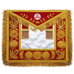 Royal Arch Chapter Apron - Red Triple Tau Insignia with Gold Fringe - Bricks Masons