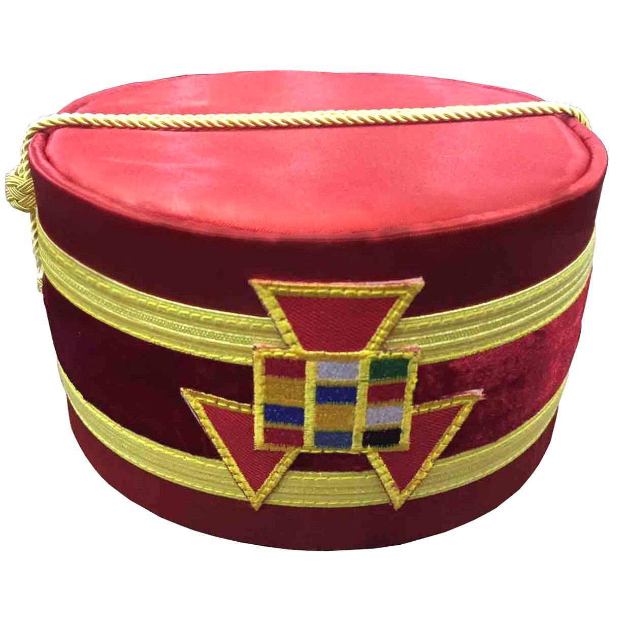 Past High Priest Royal Arch Chapter Crown Cap - Red Emblem with Gold Braid