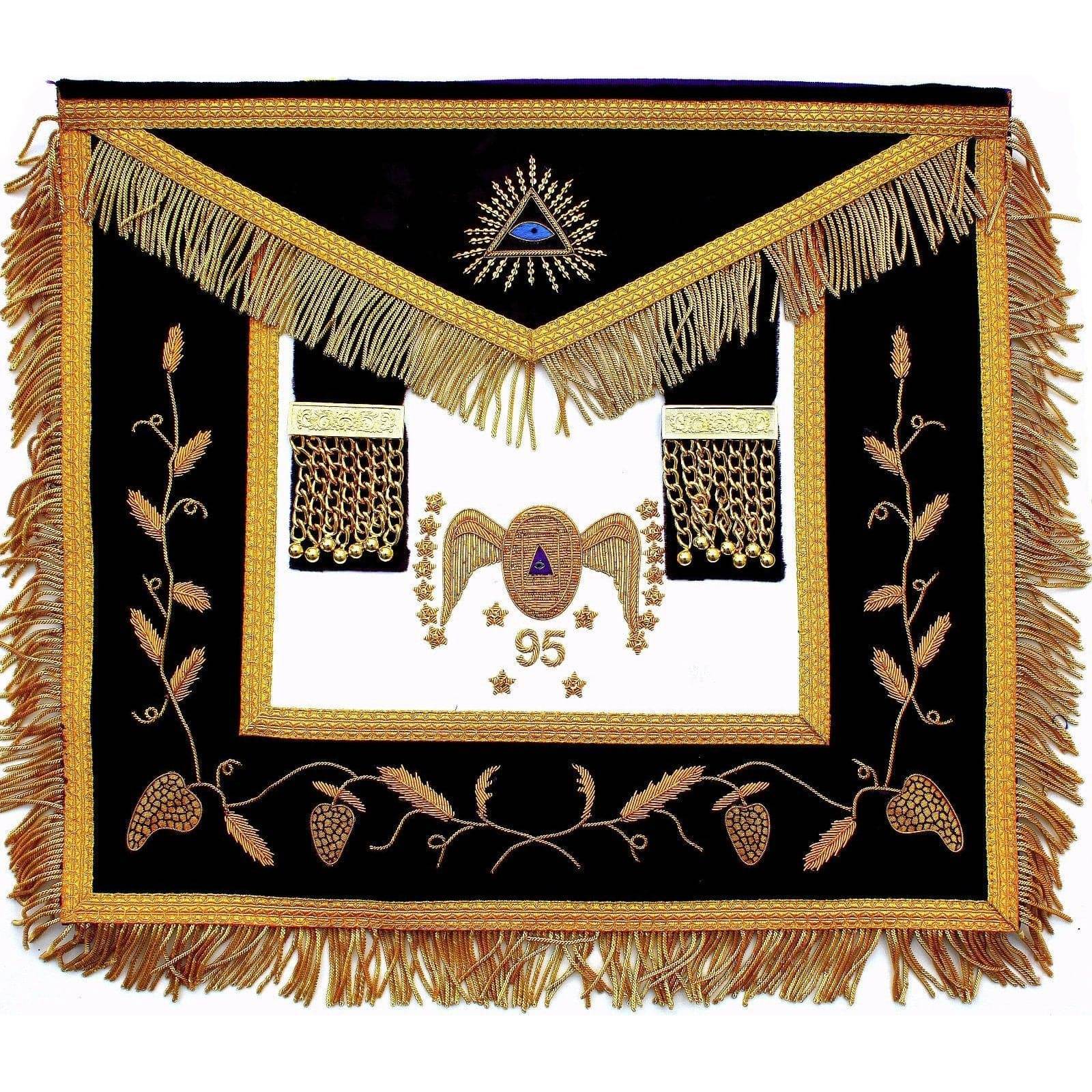 95th Degree Apron - Purple Velvet with Gold Braid & Bullion Wire Fringe