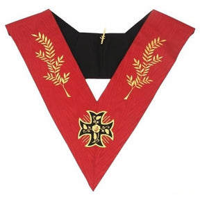 18th Degree Scottish Rite Collar - Red Moire with Acacia Leaf