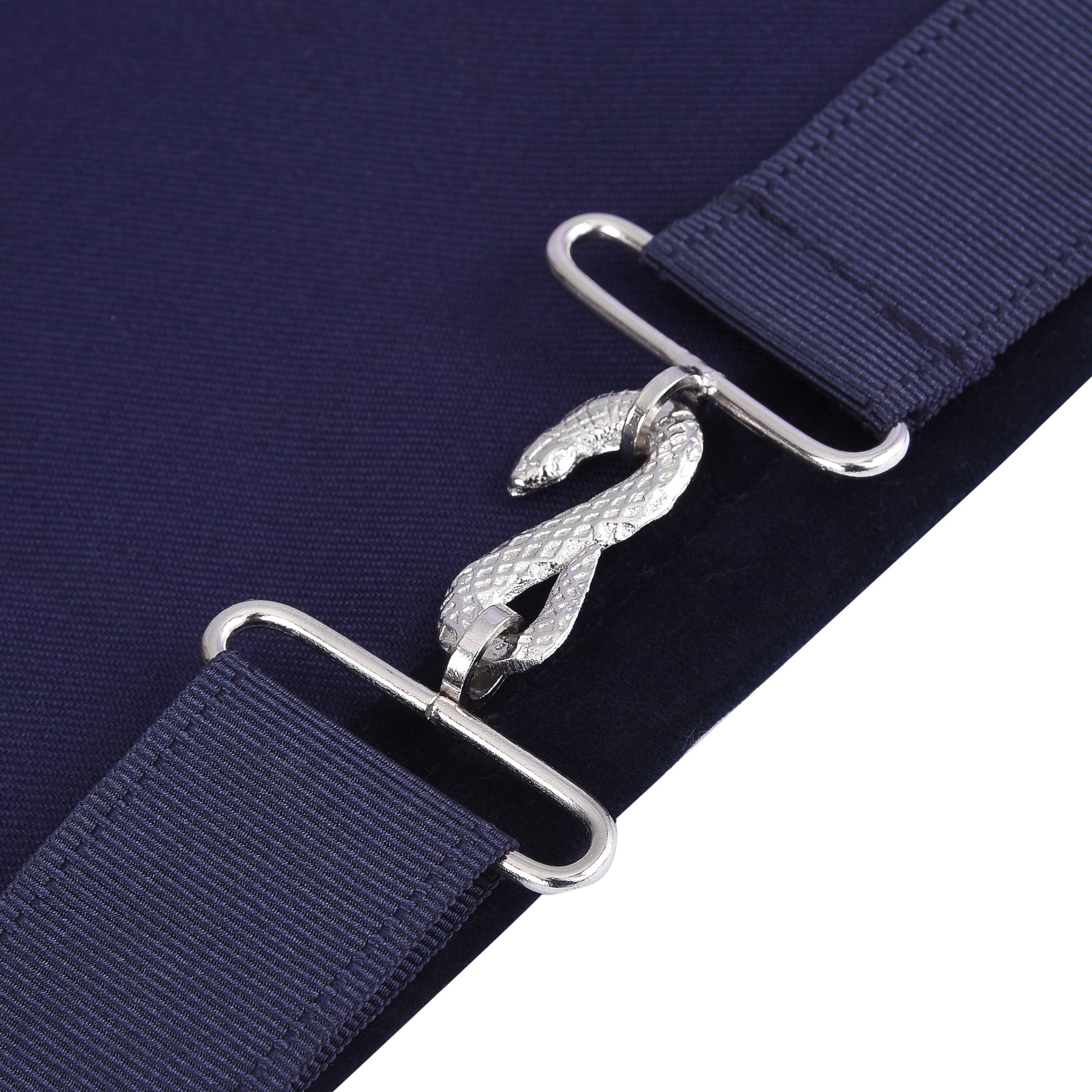 Senior Deacon Blue Lodge California Officer Apron - Dark Blue With Silver Hand Embroidery Bullion - Bricks Masons