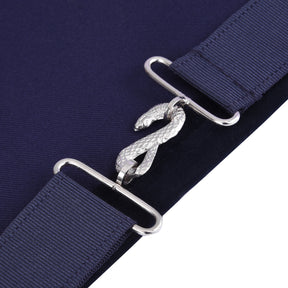 Senior Steward Blue Lodge Officer Apron - Kenton Lodge Navy Velvet With Silver Embroidery Thread - Bricks Masons