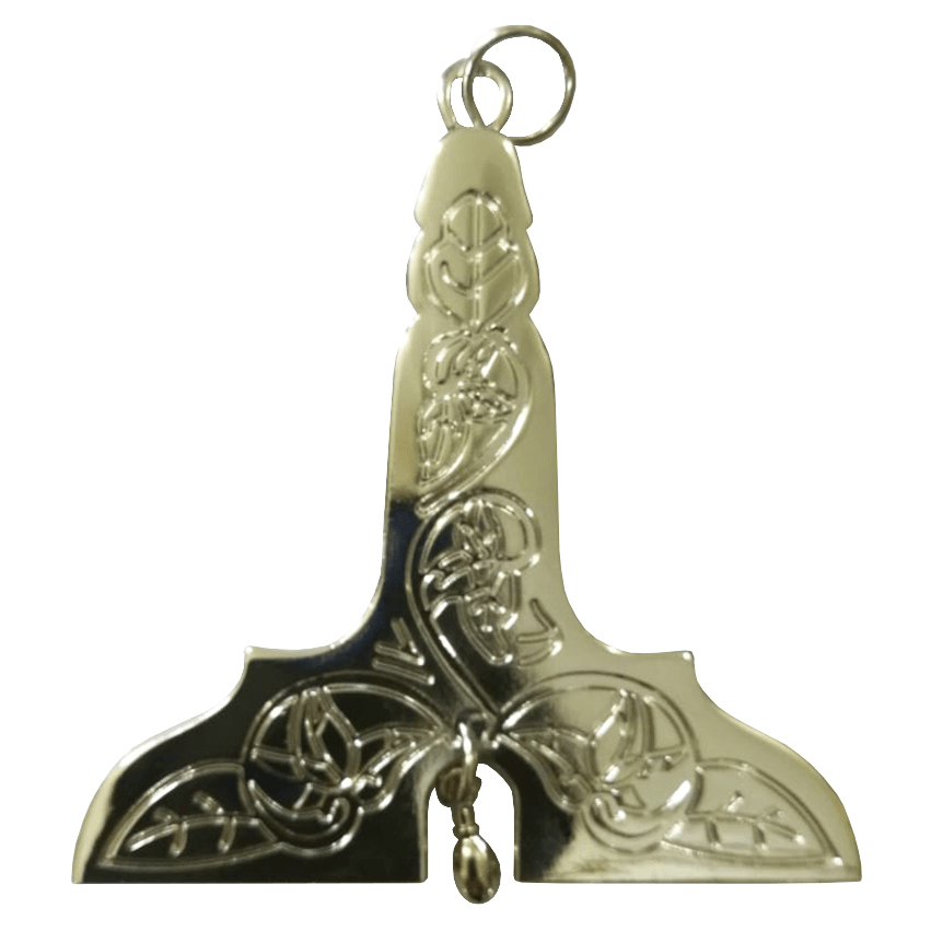 Senior Warden Blue Lodge Officer Collar Jewel - Silver Metal - Bricks Masons