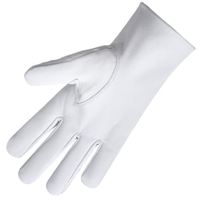 Shriners Glove - White Leather With Gold Emblem - Bricks Masons