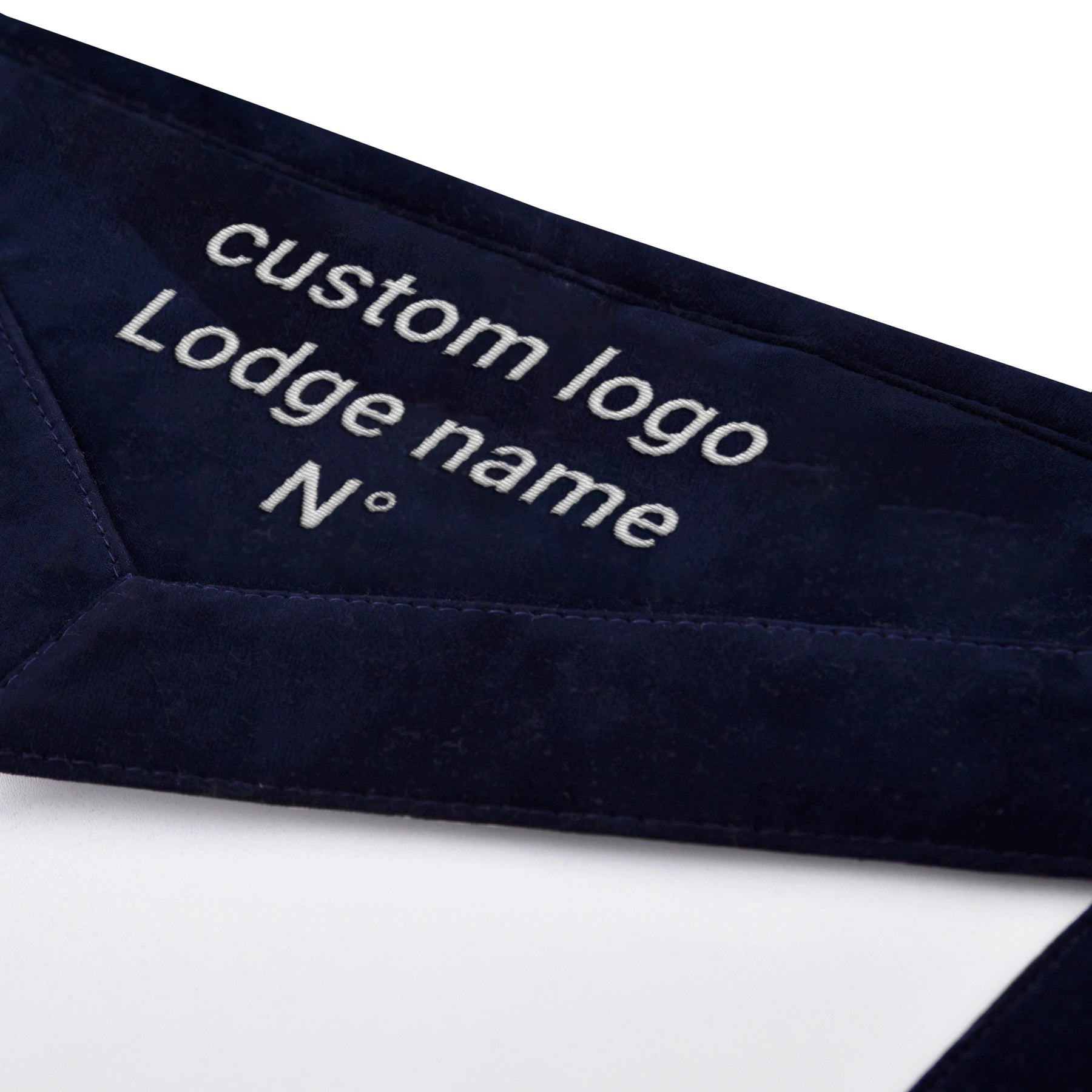Treasurer Blue Lodge Officer Apron -  Navy Velvet With Silver Embroidery Thread - Bricks Masons