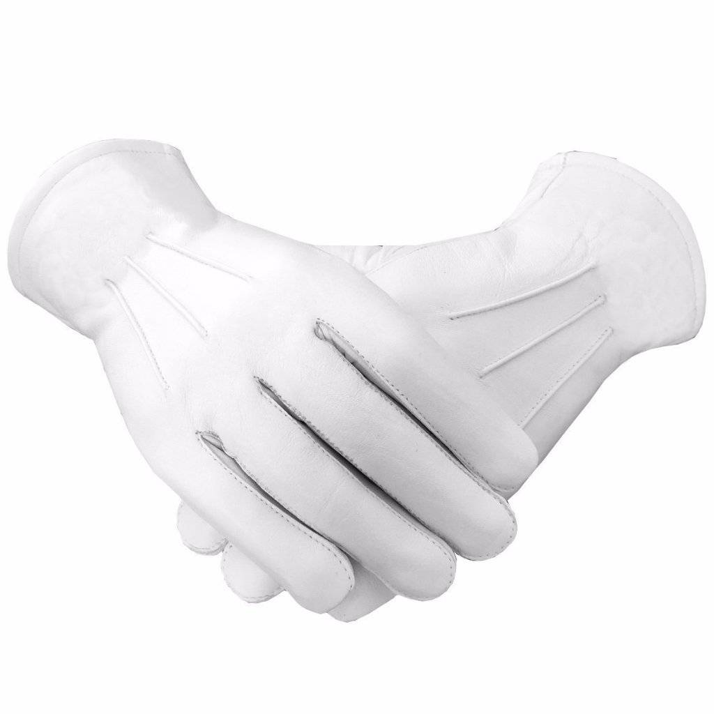 Masonic Gloves - White Soft Leather - Bricks Masons